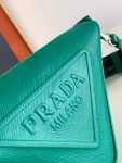 Saffiano Prada Triangle Bag Green/Black/White For Women 11.1 in / 28 cm 2VH155_2FAD_F0458_V_OOO