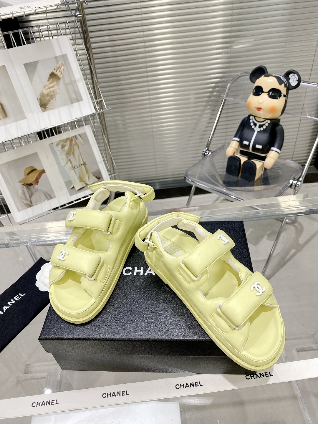 Chanel Women’s Sandals With Chanel Logo Yellow For Women