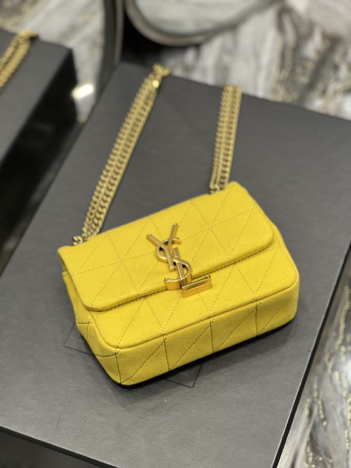 Saint Laurent Jamie Mini Chain Bag Yellow For Women, Women’s Bags 6.9in/17.5cm YSL