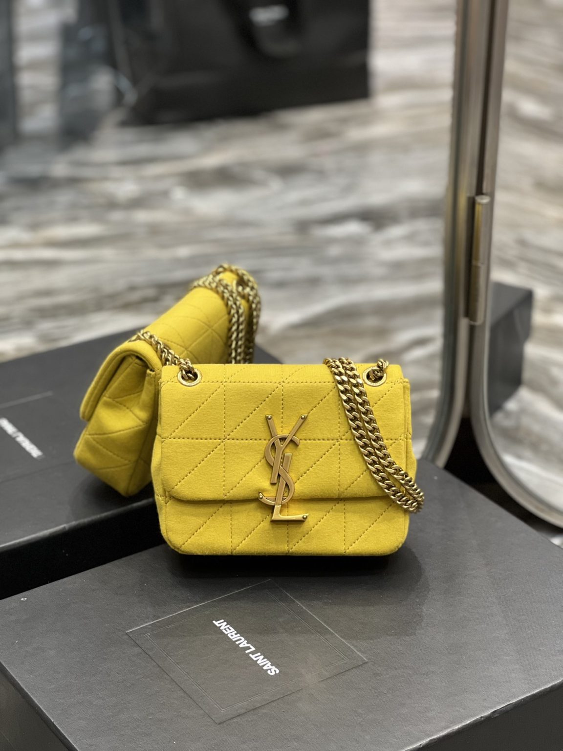 Saint Laurent Jamie Mini Chain Bag Yellow For Women, Women’s Bags 6.9in/17.5cm YSL