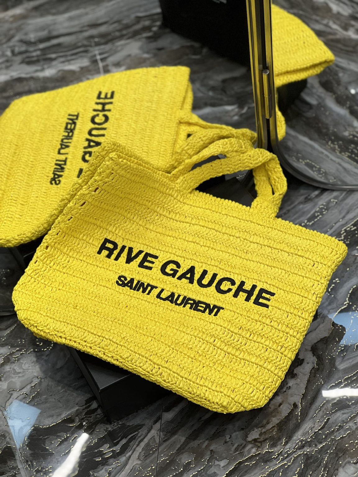 Saint Laurent Rive Gauche Supple Tote Bag Yellow For Women, Women’s Bags 15in/38cm YSL