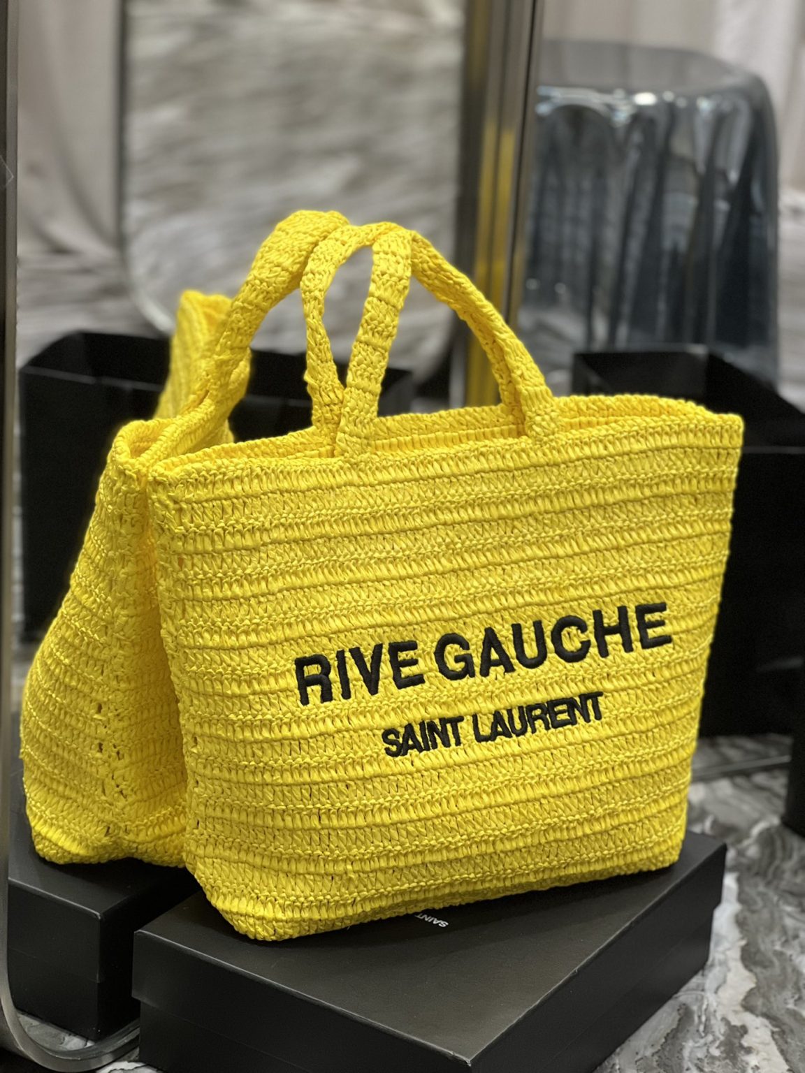 Saint Laurent Rive Gauche Supple Tote Bag Yellow For Women, Women’s Bags 15in/38cm YSL