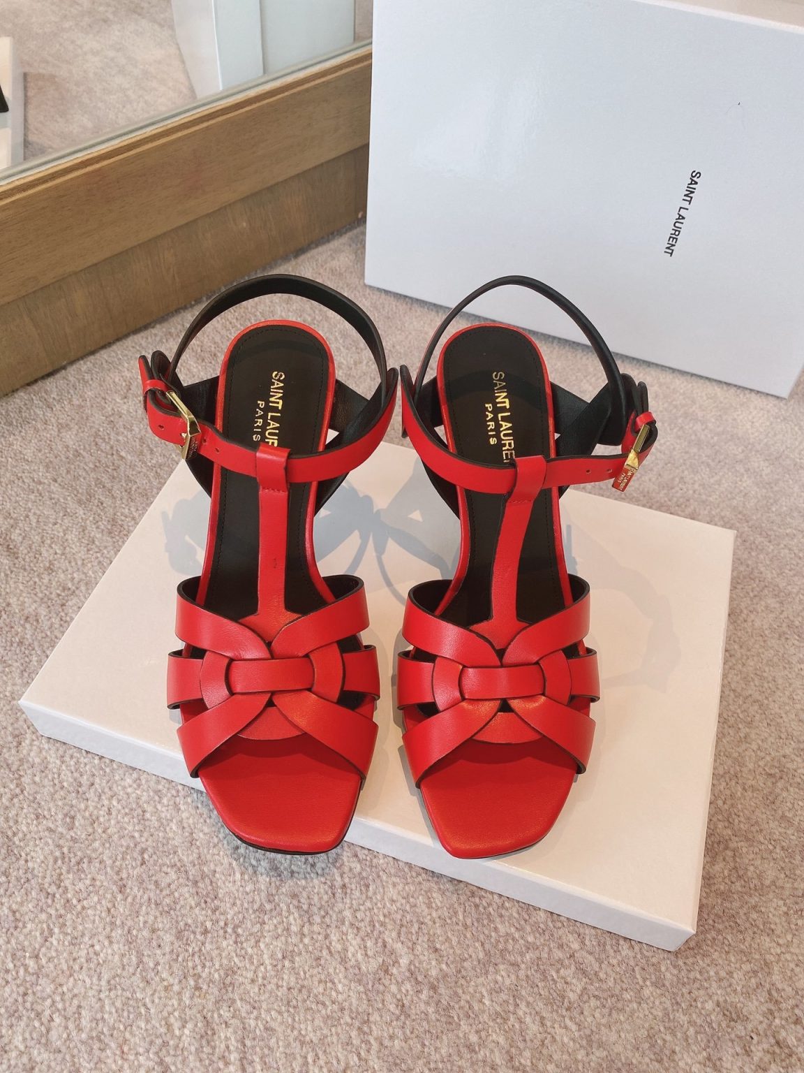 Saint Laurent Women’s Tribute Sandals Red For Women YSL