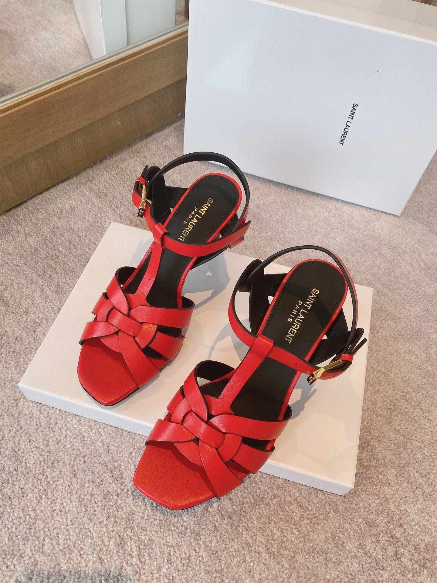 Saint Laurent Women’s Tribute Sandals Red For Women YSL