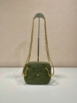 Vintage Chain Rhombus Bag Brown/ Green Khaki For Women 7.5 in / 19 cm