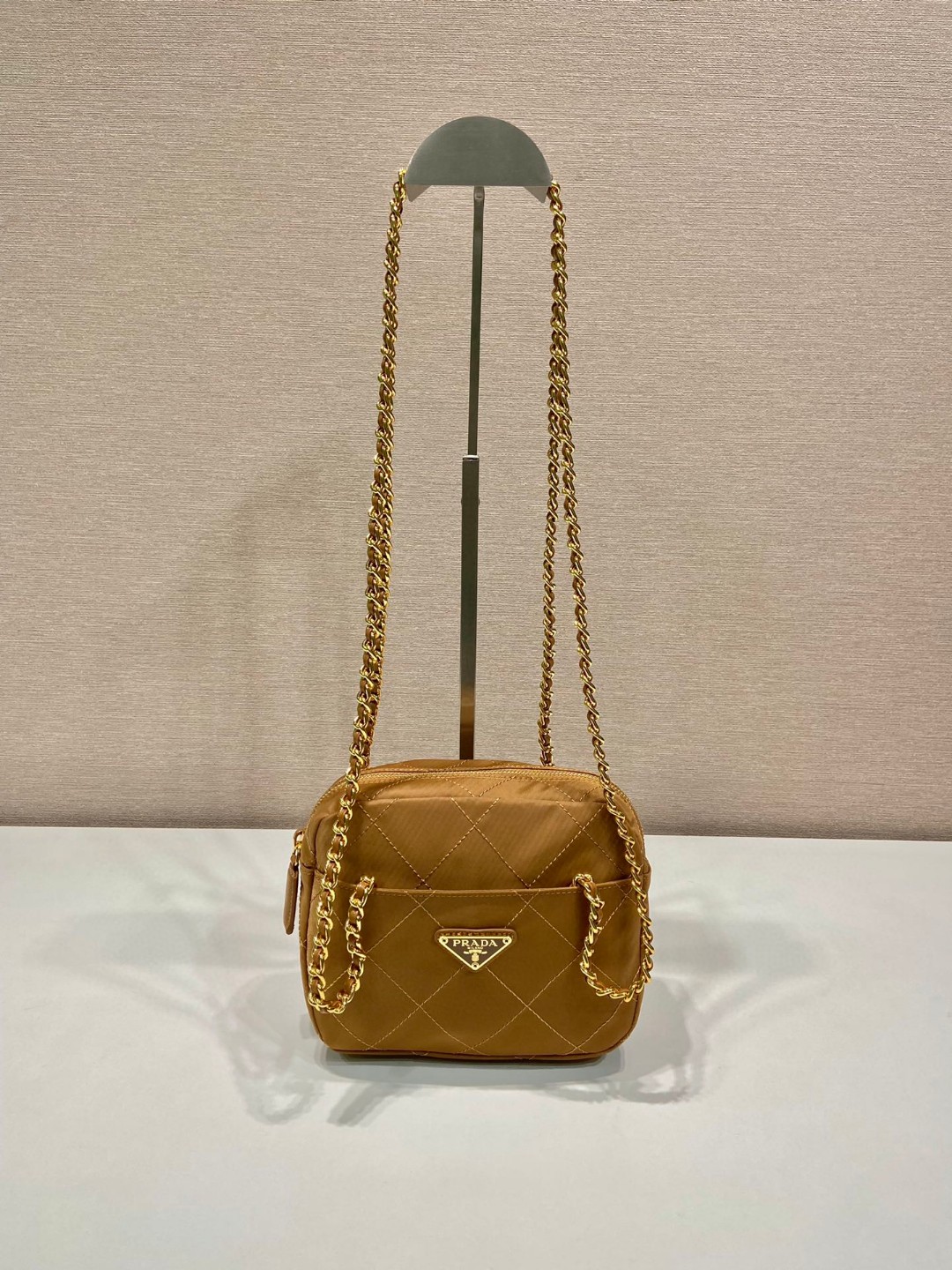 Vintage Chain Rhombus Bag Brown/ Green Khaki For Women 7.5 in / 19 cm