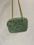 Vintage Chain Rhombus Bag Brown/ Green Khaki For Women 7.5 in / 19 cm