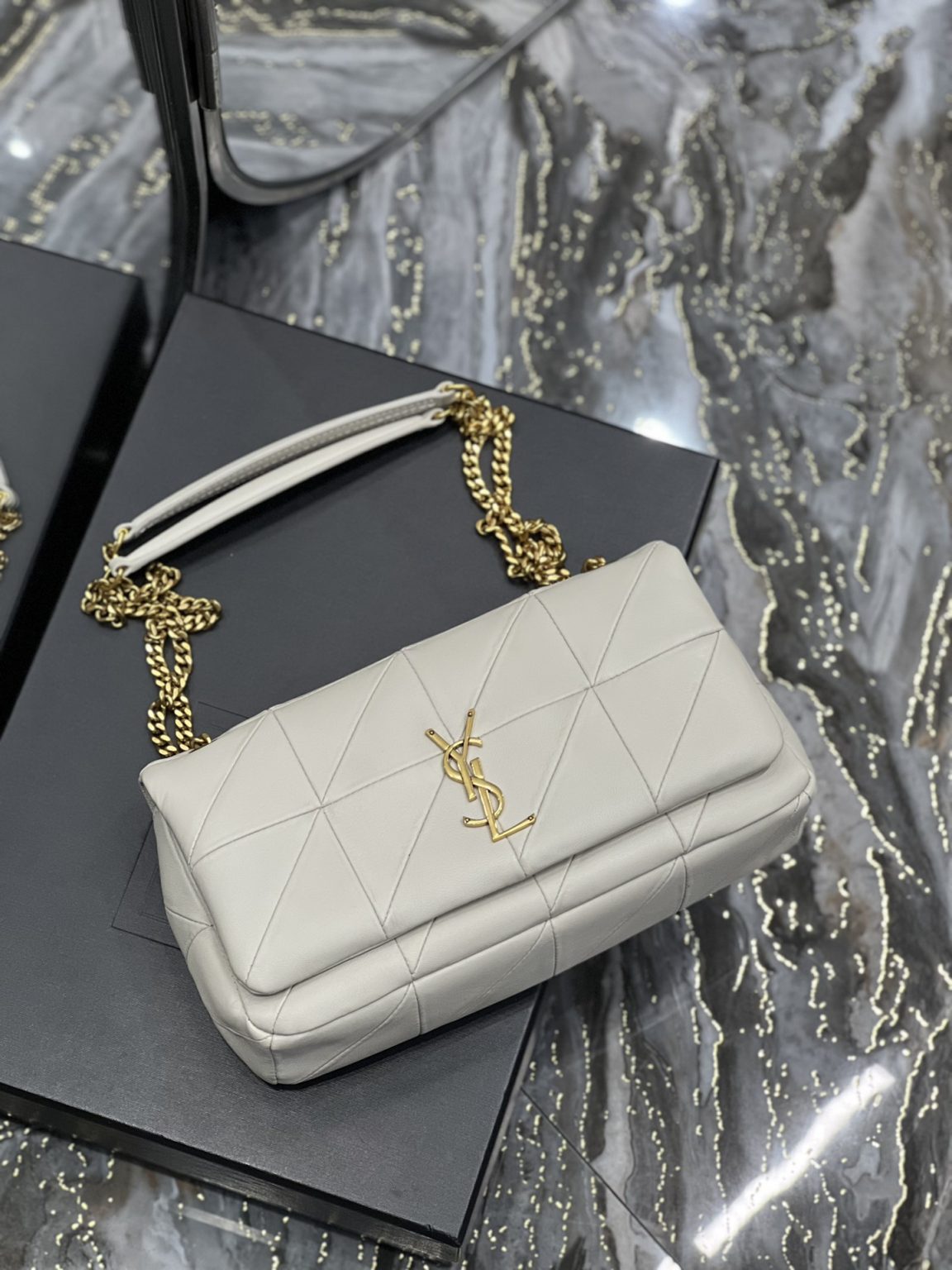 Saint Laurent Jamie Medium Chain Bag White For Women, Women’s Bags 9.8in/25cm YSL