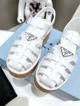 Prada Wedge Platform Sandals White For Women 2.9 in/ 7.5cm 1X853M_3LLP_F0009_F_B075