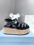 Prada Wedge Platform Sandals Black For Women 2.9 in/ 7.5cm 1X853M_3LLP_F0002_F_B075