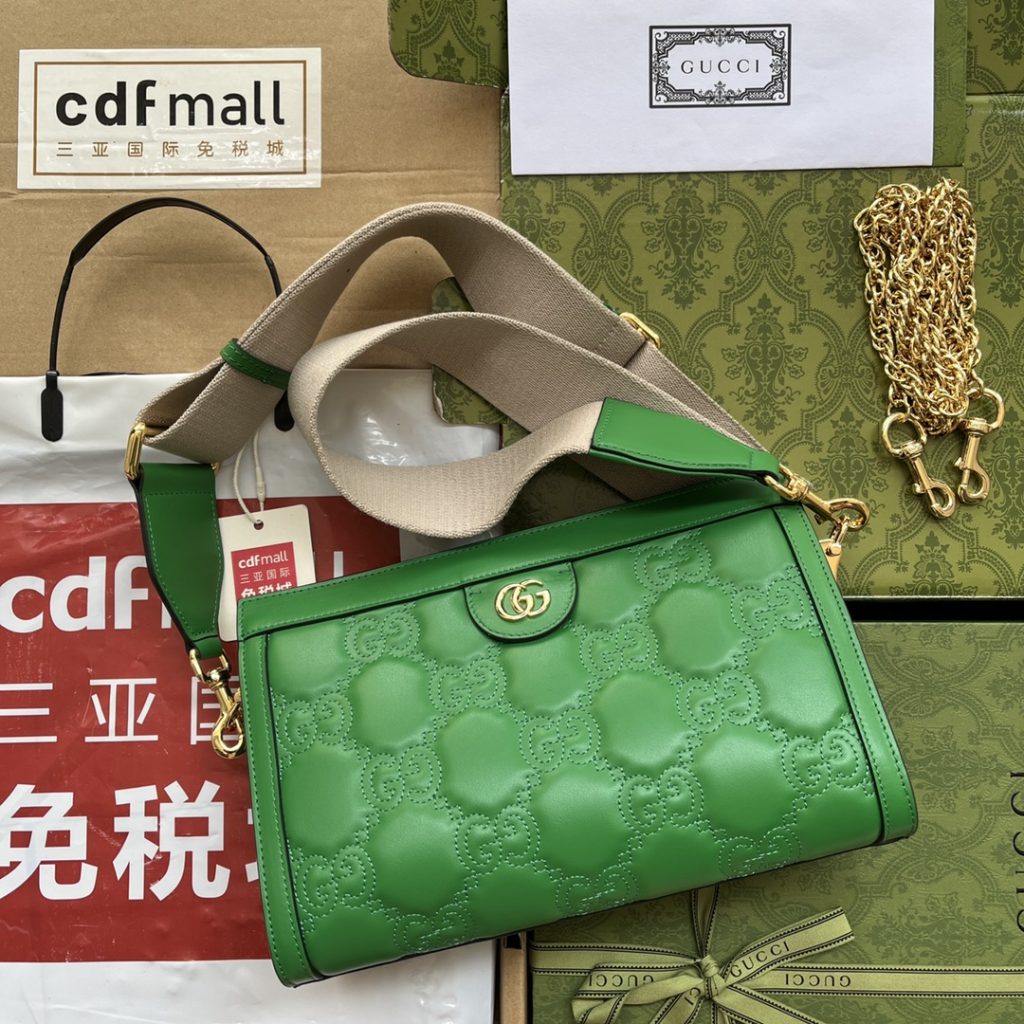 Gucci GG Matelassé Small Bag Green For Women, Women’s Bags 10.2in/26cm GG‎