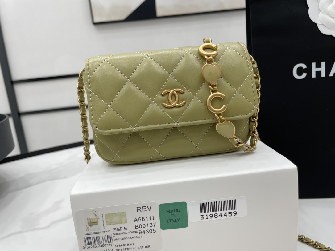 Chanel Mini Flap Bag Green For Women, Women’s Bags 12.5cm