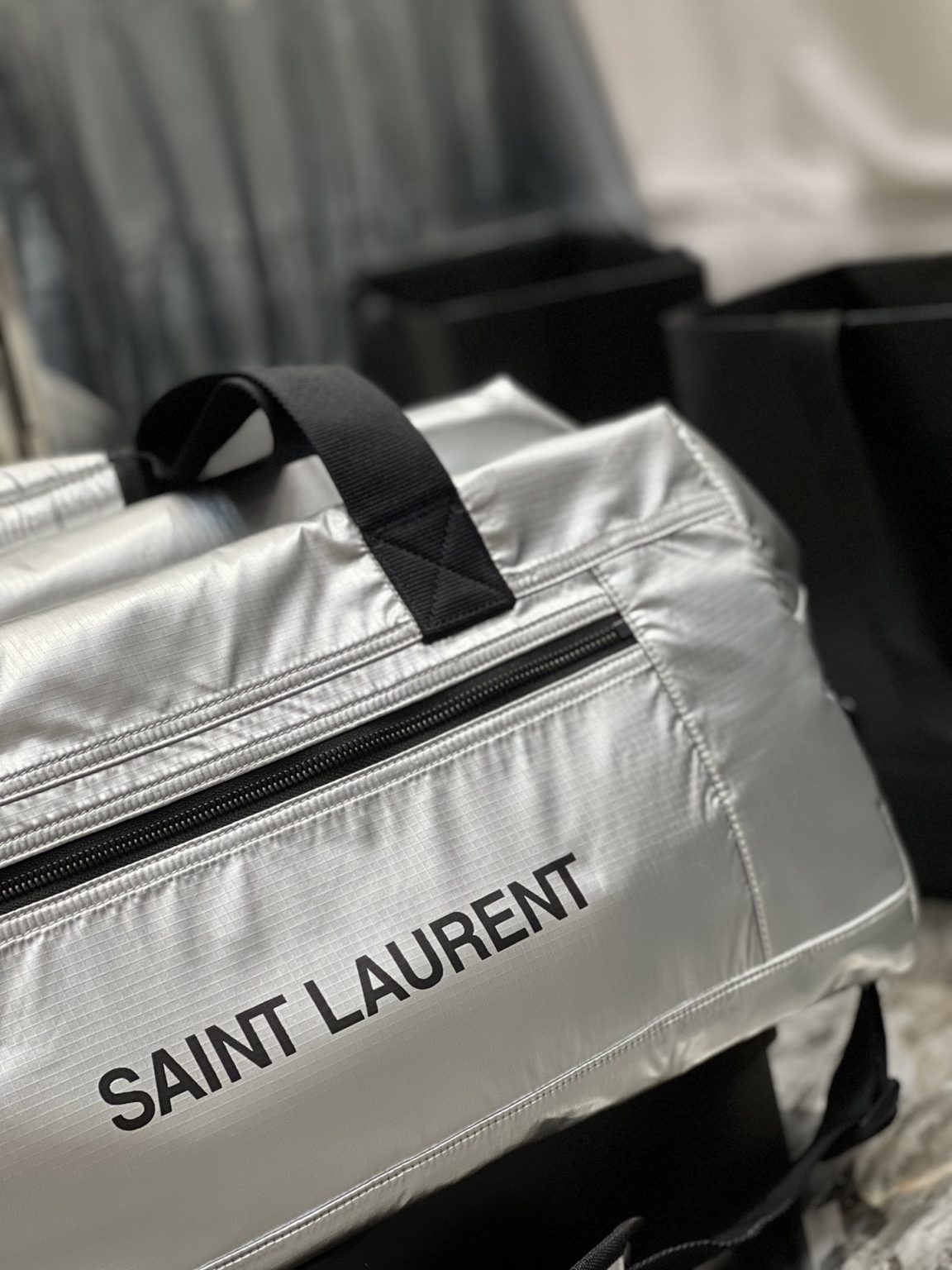 Saint Laurent Nuxx Duffle Sliver For Women, Women’s Bags 19.6in/50cm YSL