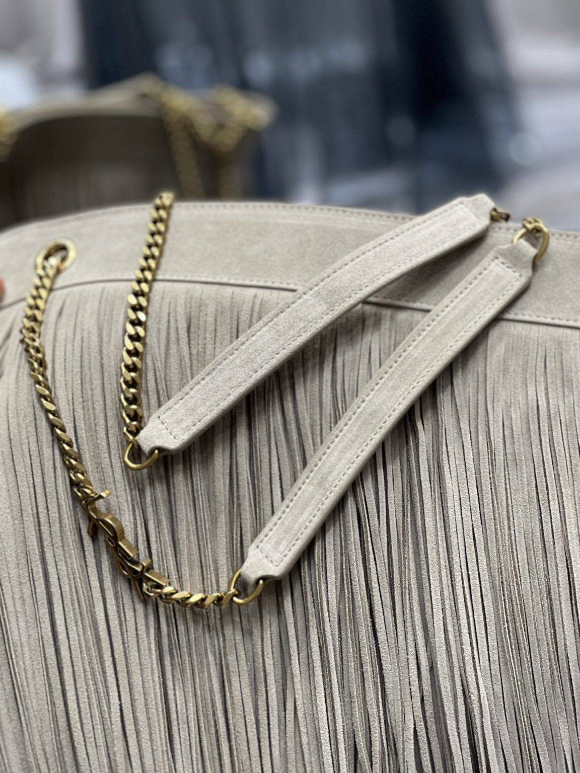 Saint Laurent Grace Ladies Tassel Beige For Women, Women’s Bags 13.8in/35cm YSL