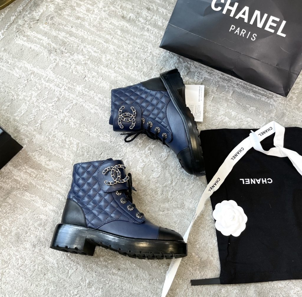 Chanel Women’s Lace- Ups Dark Blue For Women 1.5in/ 4cm