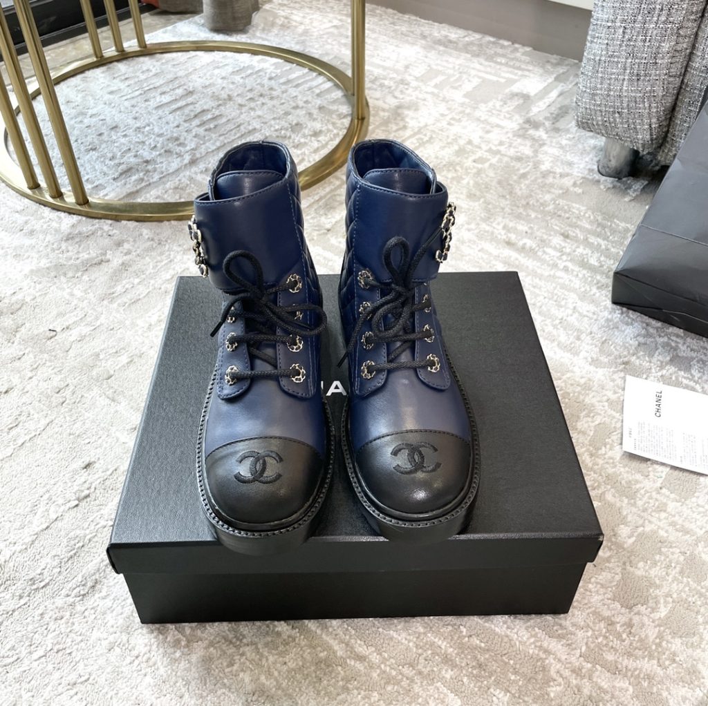 Chanel Women’s Lace- Ups Dark Blue For Women 1.5in/ 4cm