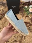 Saint Laurent Women’s Ysl Embroidered Espadrilles Blue For Women YSL