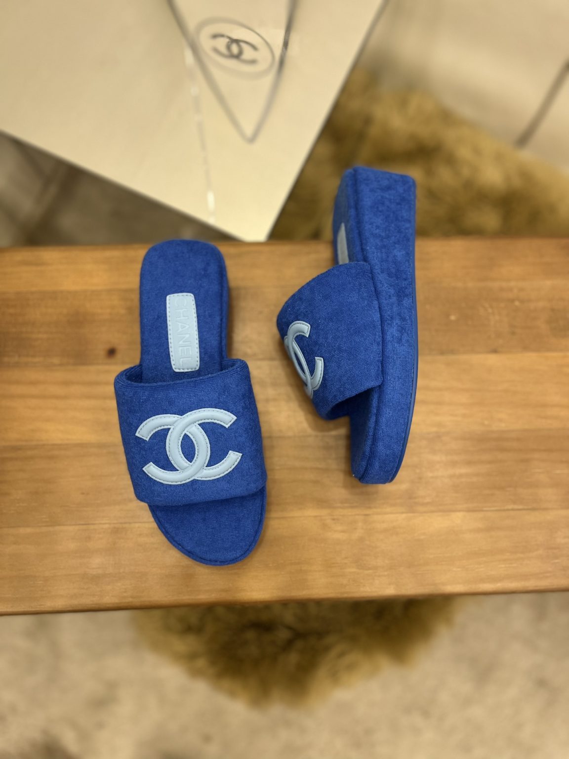 Chanel Women’s Mules Blue For Women 1.5in/4cm