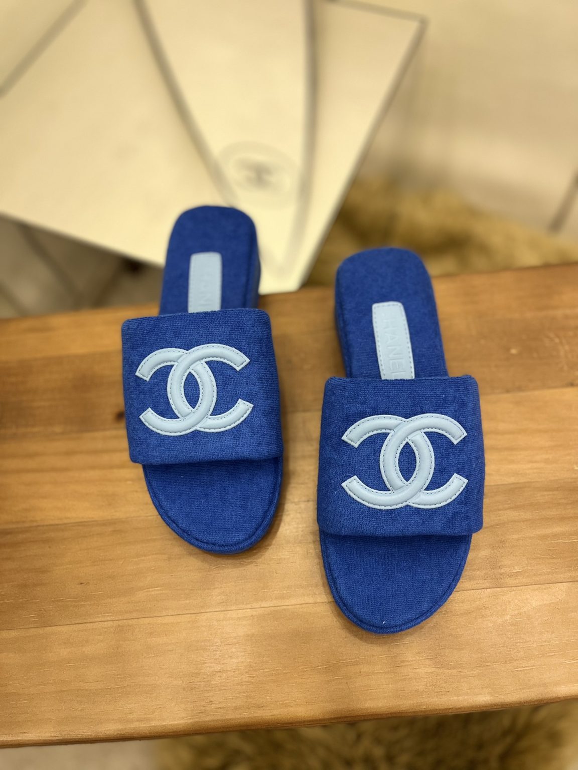 Chanel Women’s Mules Blue For Women 1.5in/4cm