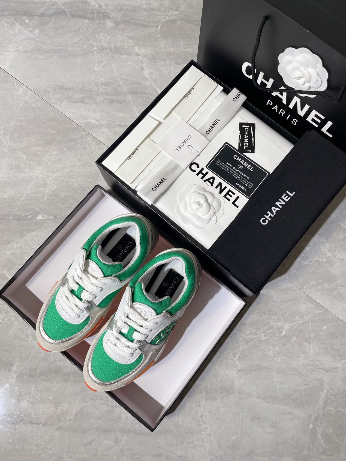 Chanel Women’s Sneakers In Fabric Green For Women