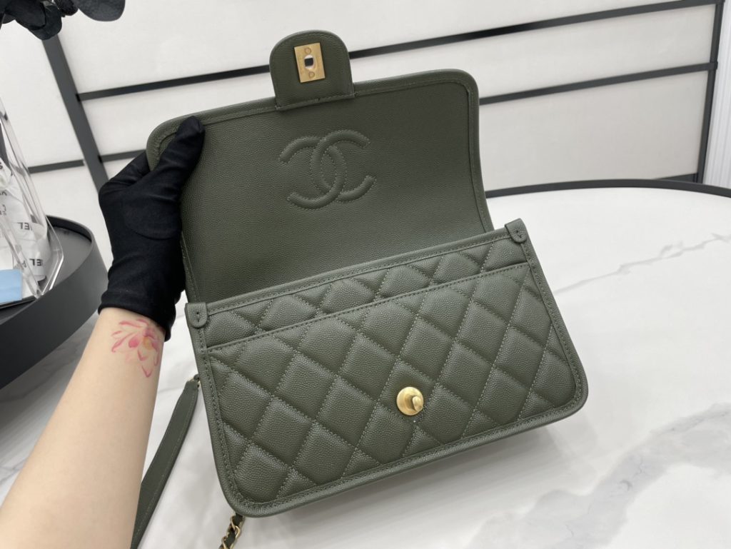 Chanel AS3653 22K Bag Dark Green For Women, Women’s Bags 9.8in/25cm