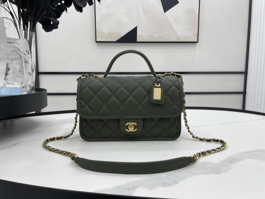 Chanel AS3653 22K Bag Dark Green For Women, Women’s Bags 9.8in/25cm