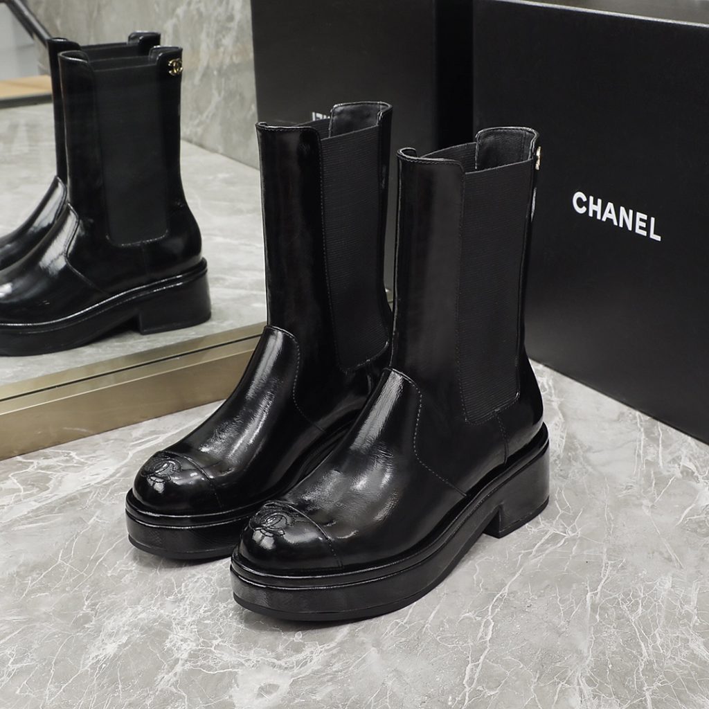 Chanel Women’s Ankle Boots Bright Black For Women 1.6in/4cm