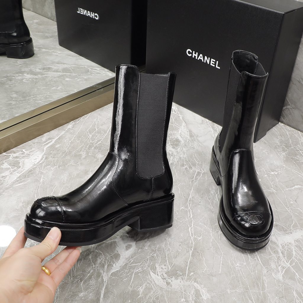 Chanel Women’s Ankle Boots Bright Black For Women 1.6in/4cm