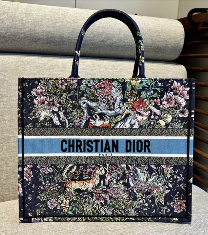 Christian Dior Large Dior Book Tote Blue Multicolor Bag For Women M1286ZRUV_M962- 16.5 Inches/ 42 Cm