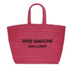 Saint Laurent Rive Gauche Supple In Raffia Crochet Pink For Women 688864GAAA15693- 15 Inches/ 38 Cm