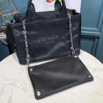 Zip Pocket Chain Tote Bag Tessuto In Black For Women 11in/ 28cm